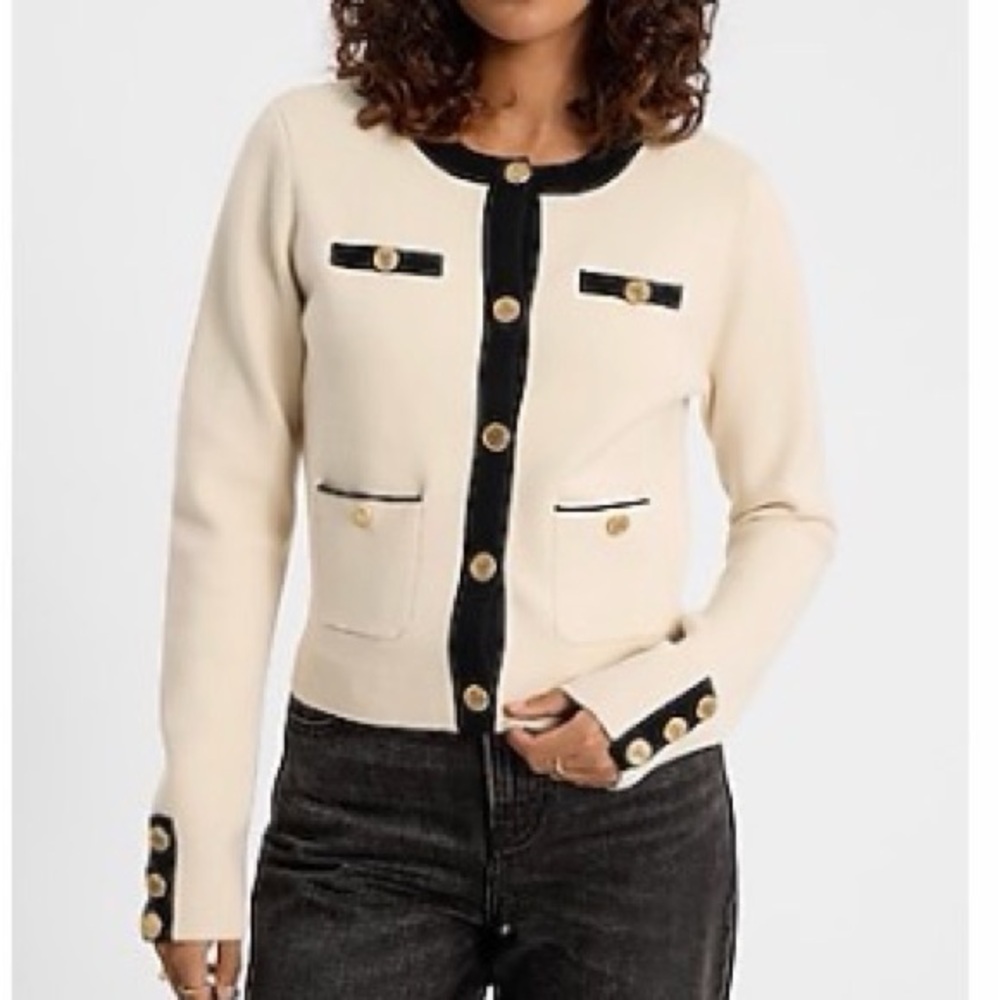 Elegant Cream and Black Women's Jacket